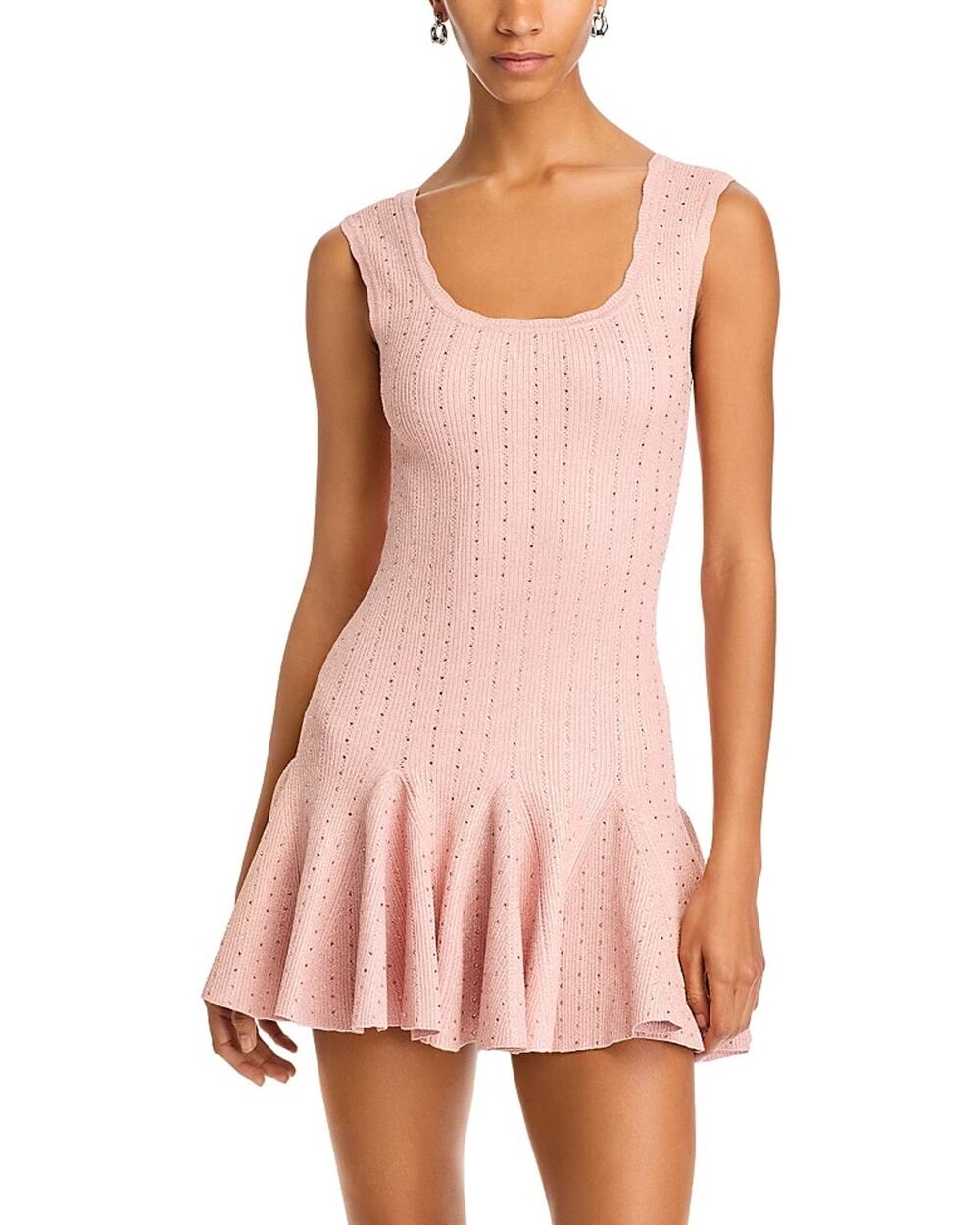 LoveShackFancy Maryanne Crystal Knit Mini Dress size XXS PINK CHAMPAGNE